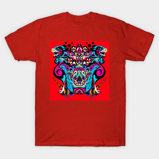 the kaiju pattern in mandala ecopop art T-Shirt by jorge_lebeau